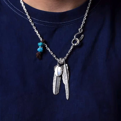 Silver Feather Pendant, Unique Movable Eagle Feather Pendant, Native Boho Jewelry, Navajo Jewelry, Gift for Her, Gift for Him, Boho Gift