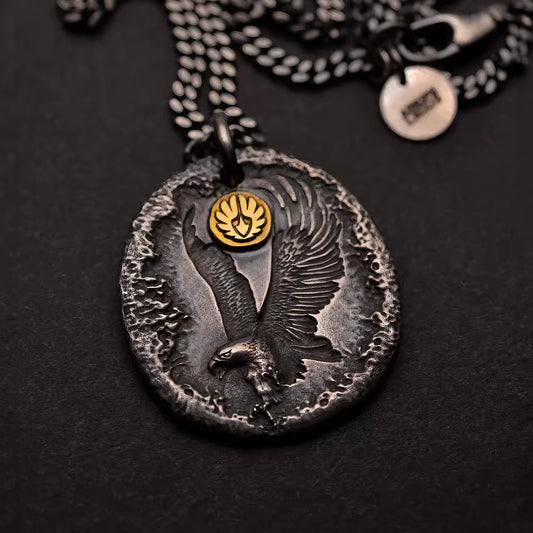 Flying Eagle with Gold Disc Pendant Silver Disc Pendant