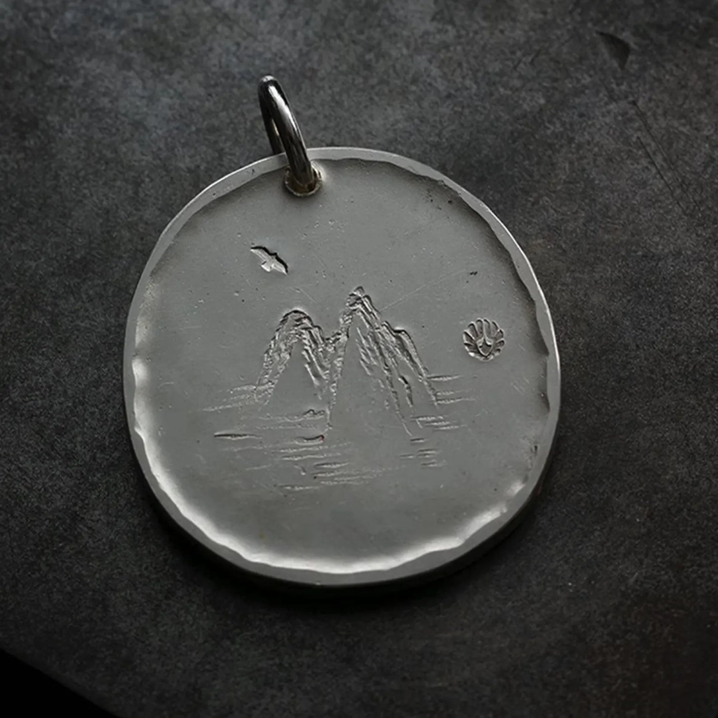 Silver Eagle Medallion Pendant with AU999 24K Gold Accent