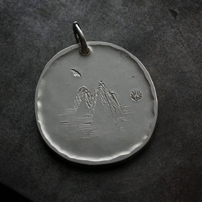 Silver Eagle Medallion Pendant with AU999 24K Gold Accent