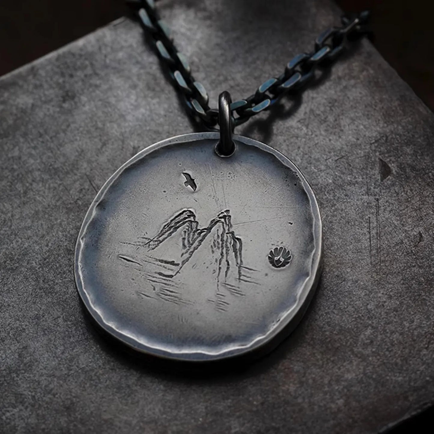 Silver Eagle Medallion Pendant with AU999 24K Gold Accent