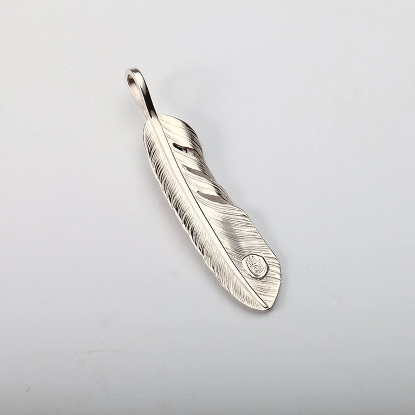 Silver Feather with Turquoise Pendant