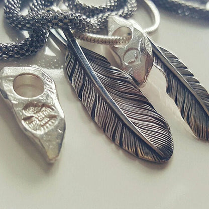 Silver Feather Necklace Red-Tailed Hawk Feather  Boho Jewelry