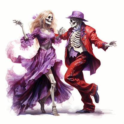 Skeleton Baron and Baroness Wedding Watercolor Digital Download