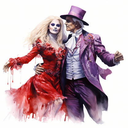 Skeleton Baron and Baroness Wedding Watercolor Digital Download