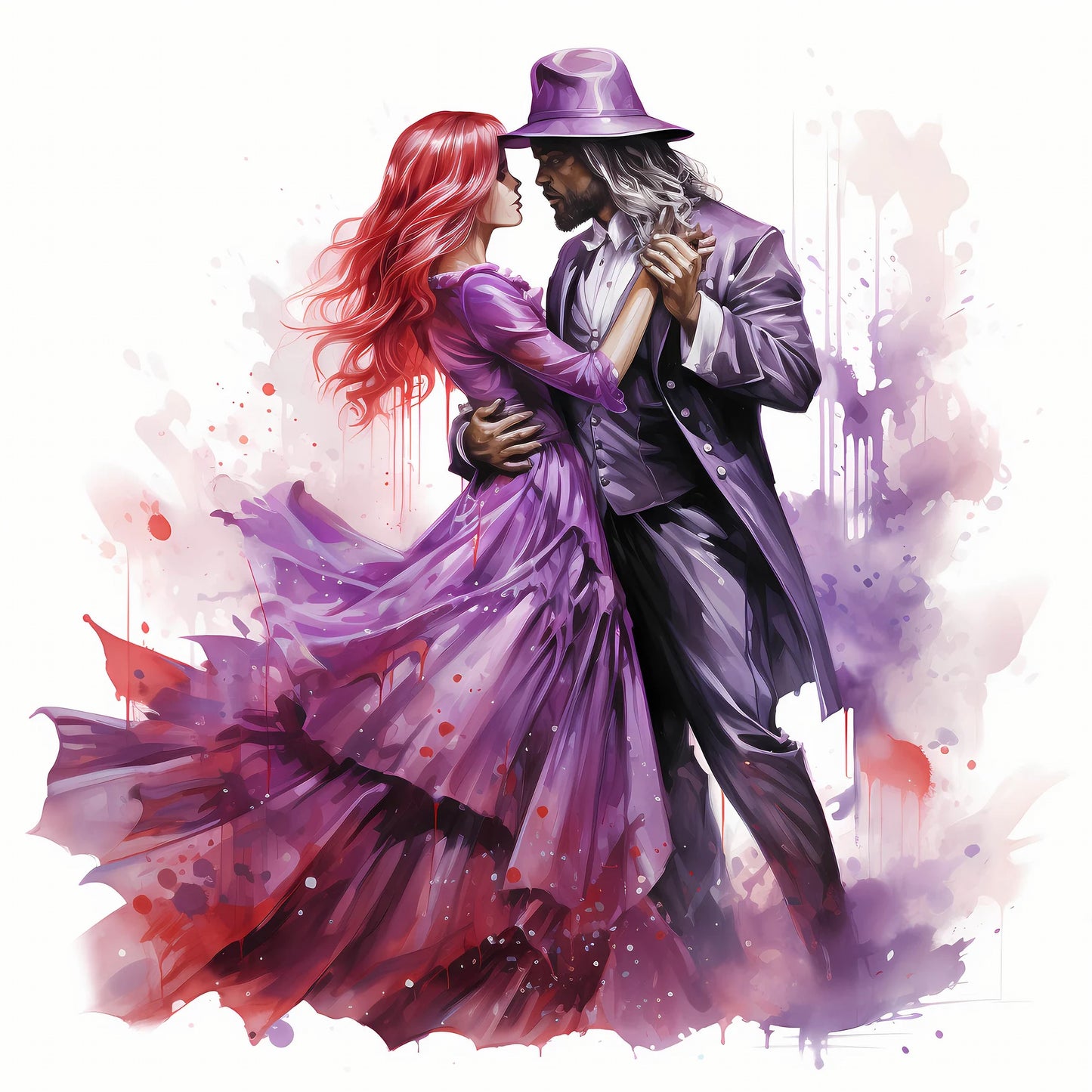 Skeleton Baron and Baroness Wedding Watercolor Digital Download