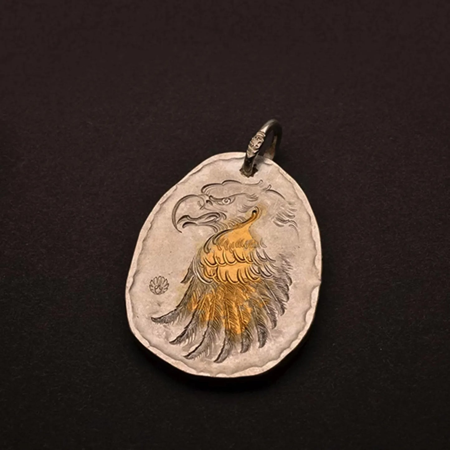 Eagle Medallion Pendant with AU999 24k Gold Accent Bald Eagle Pendant