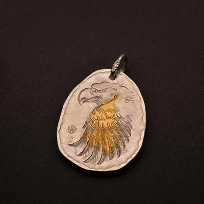 Eagle Medallion Pendant with AU999 24k Gold Accent Bald Eagle Pendant