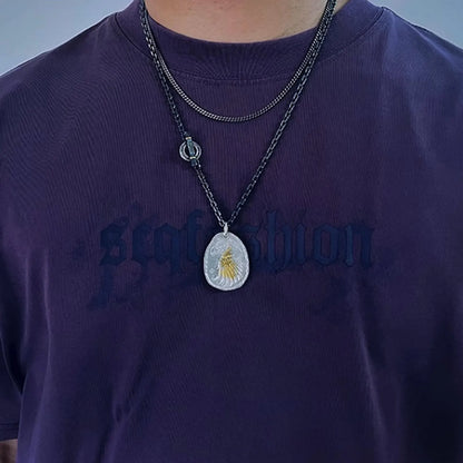 Eagle Medallion Pendant with AU999 24k Gold Accent Bald Eagle Pendant