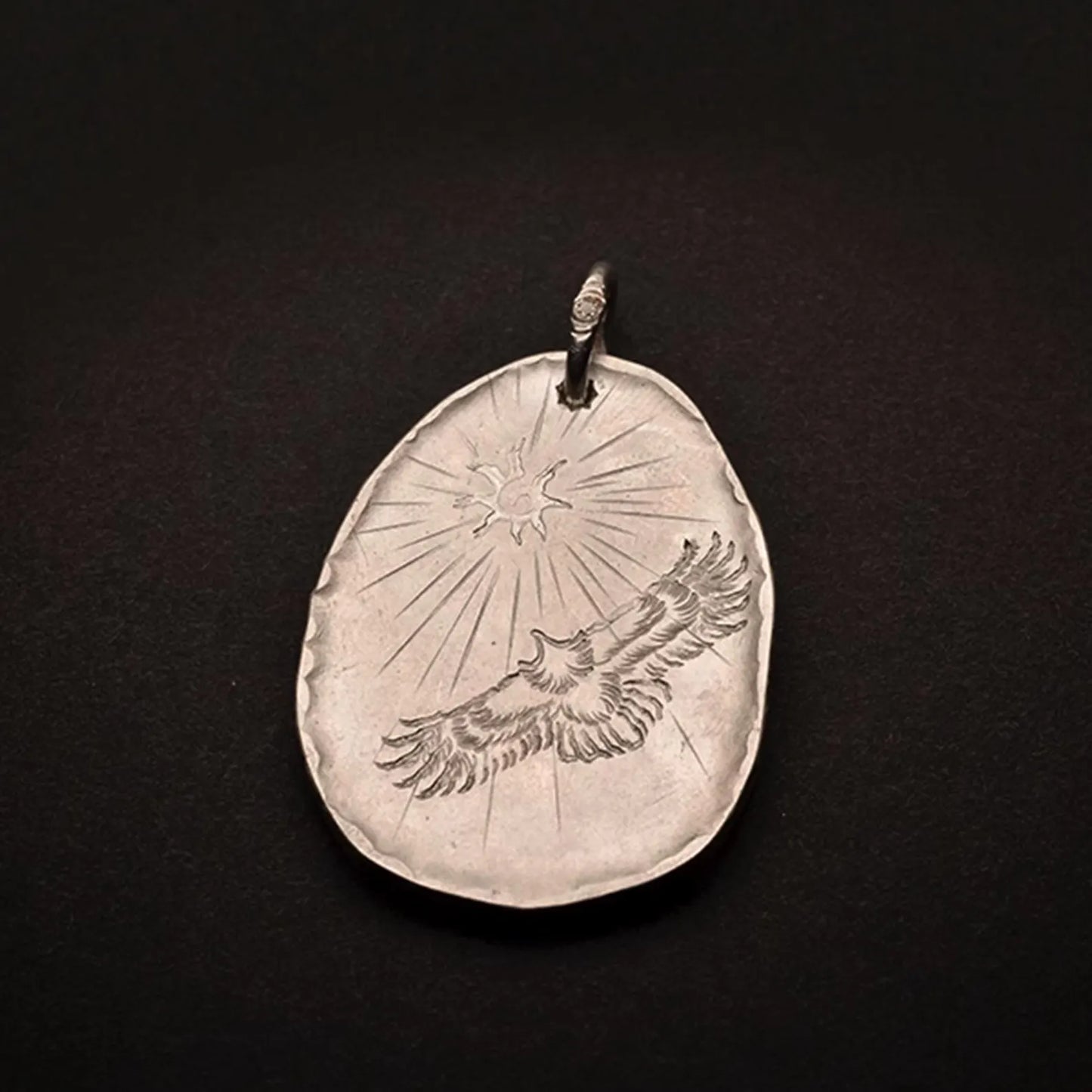 Eagle Medallion Pendant with AU999 24k Gold Accent Bald Eagle Pendant