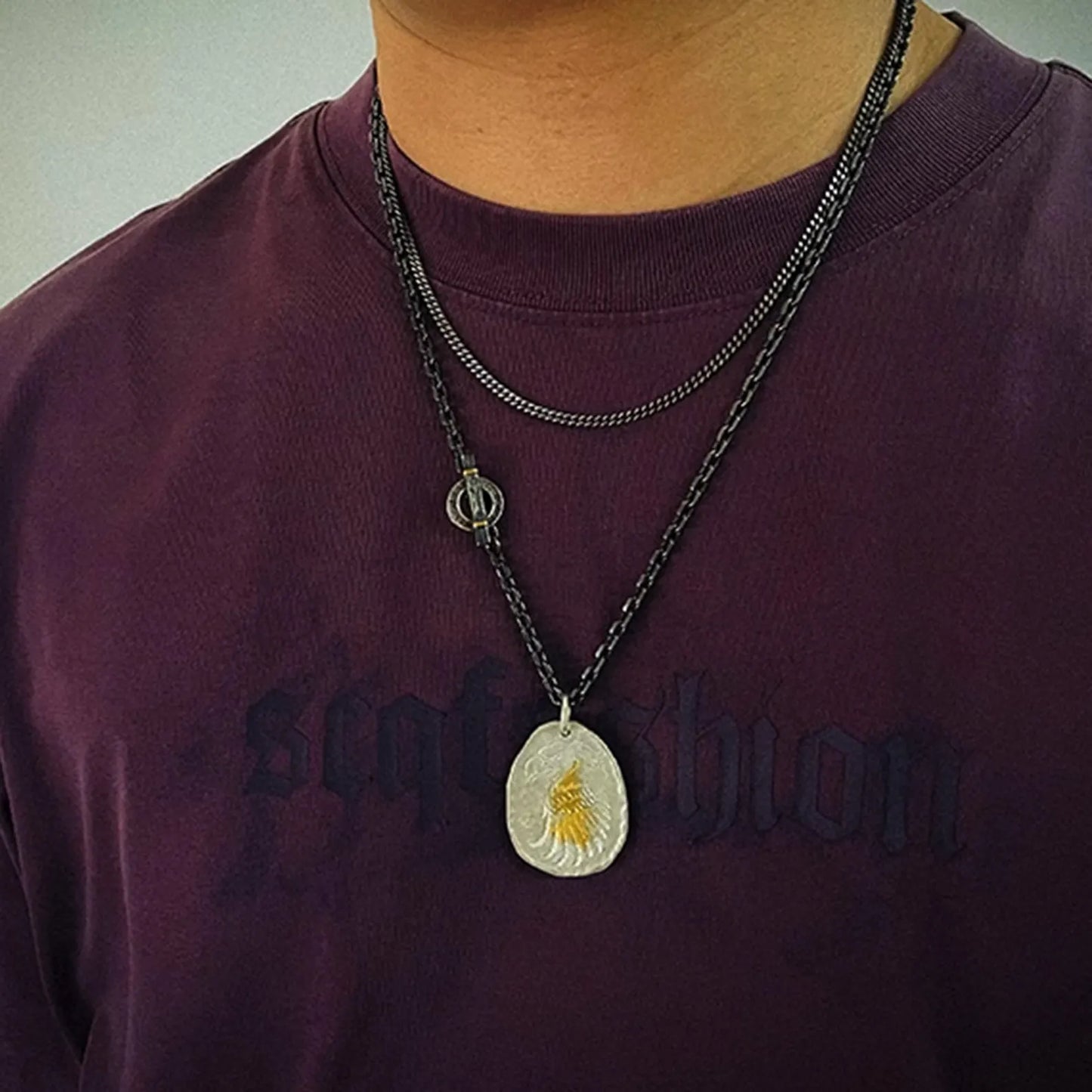 Eagle Medallion Pendant with AU999 24k Gold Accent Bald Eagle Pendant