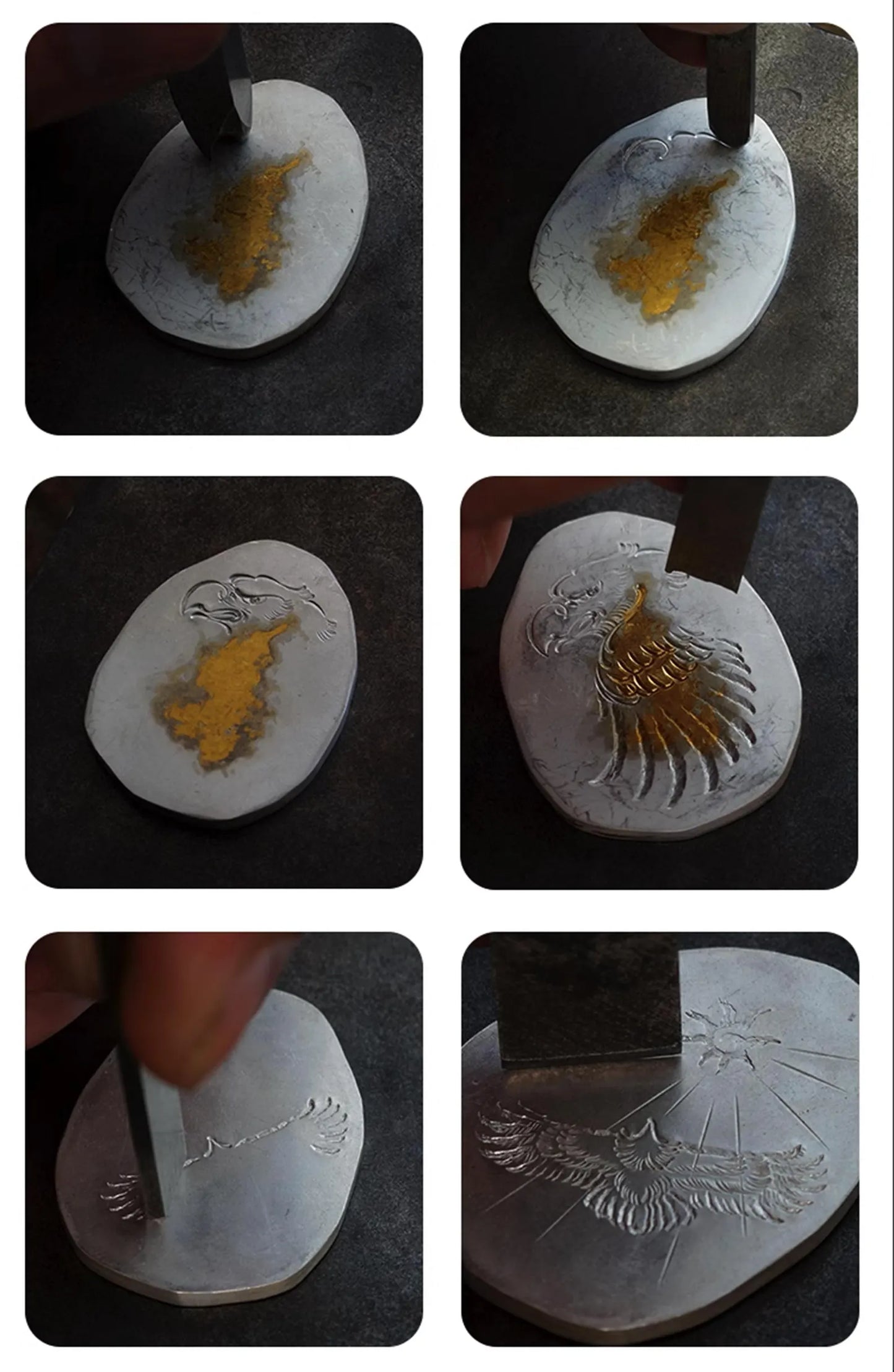 Eagle Medallion Pendant with AU999 24k Gold Accent Bald Eagle Pendant