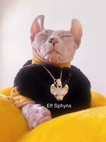 Exquisite Sphynx Cat Gemstone Pendant