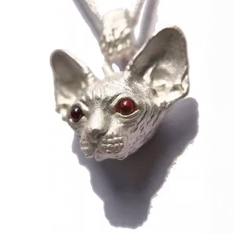 Exquisite Sphynx Cat Gemstone Pendant