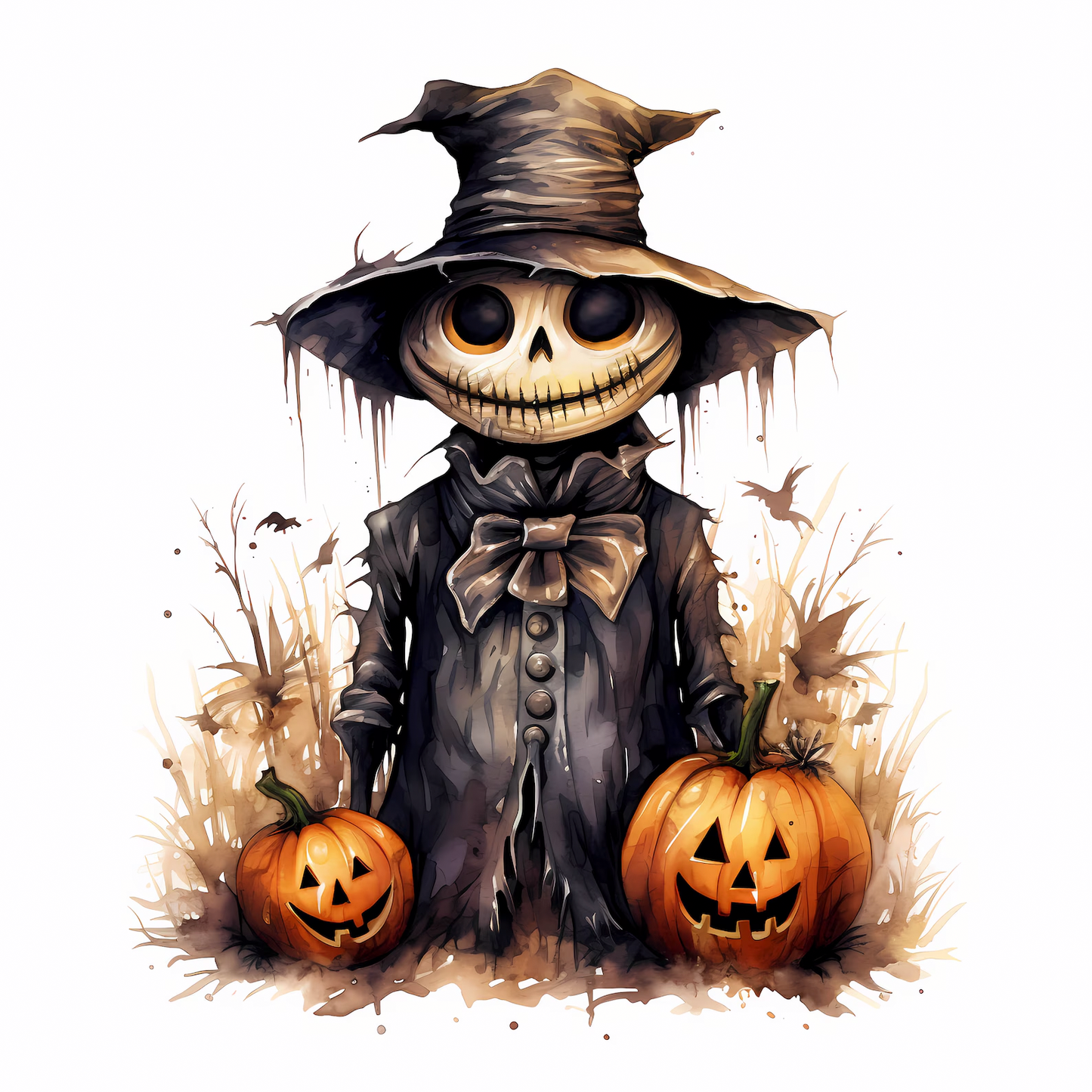 Spooky Scarecrow Watercolor Digital Download