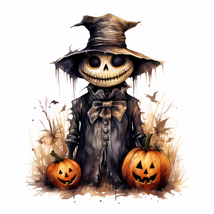 Spooky Scarecrow Watercolor Digital Download