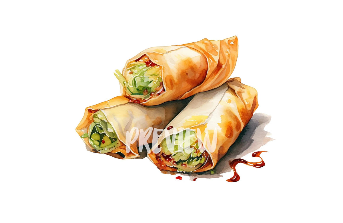 Clip Art Spring Rools Watercolor Spring Rolls Clipart – XY ELEMENT