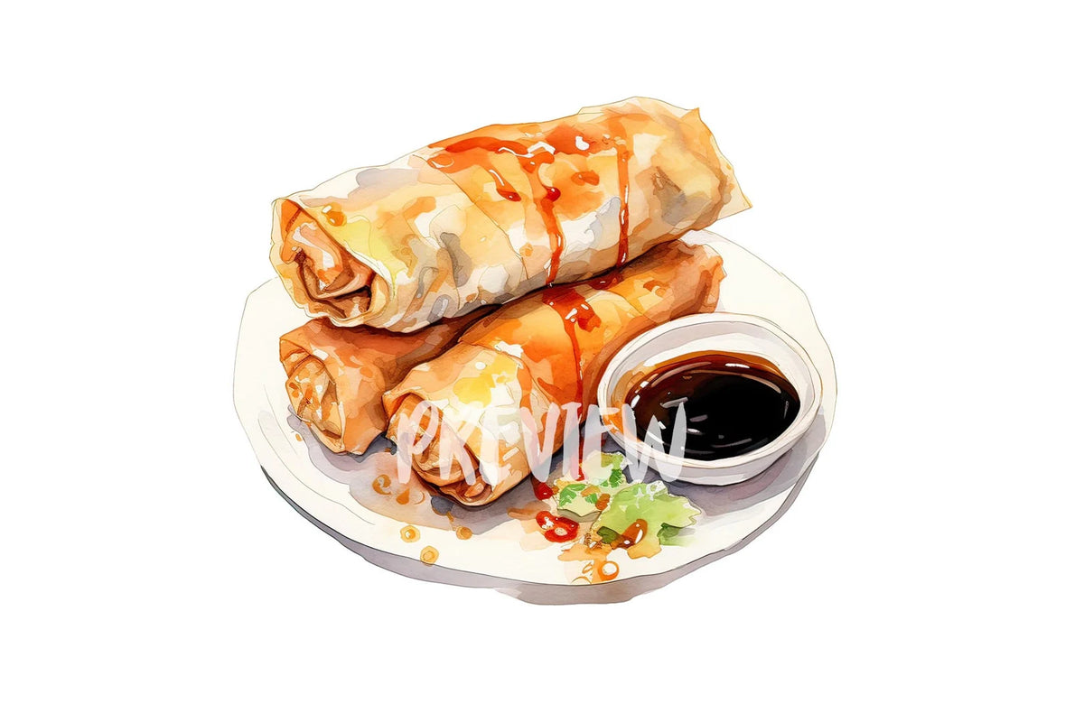 Clip Art Spring Rools Watercolor Spring Rolls Clipart – XY ELEMENT