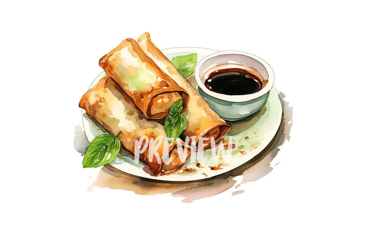 Clip Art Spring Rools Watercolor Spring Rolls Clipart – XY ELEMENT