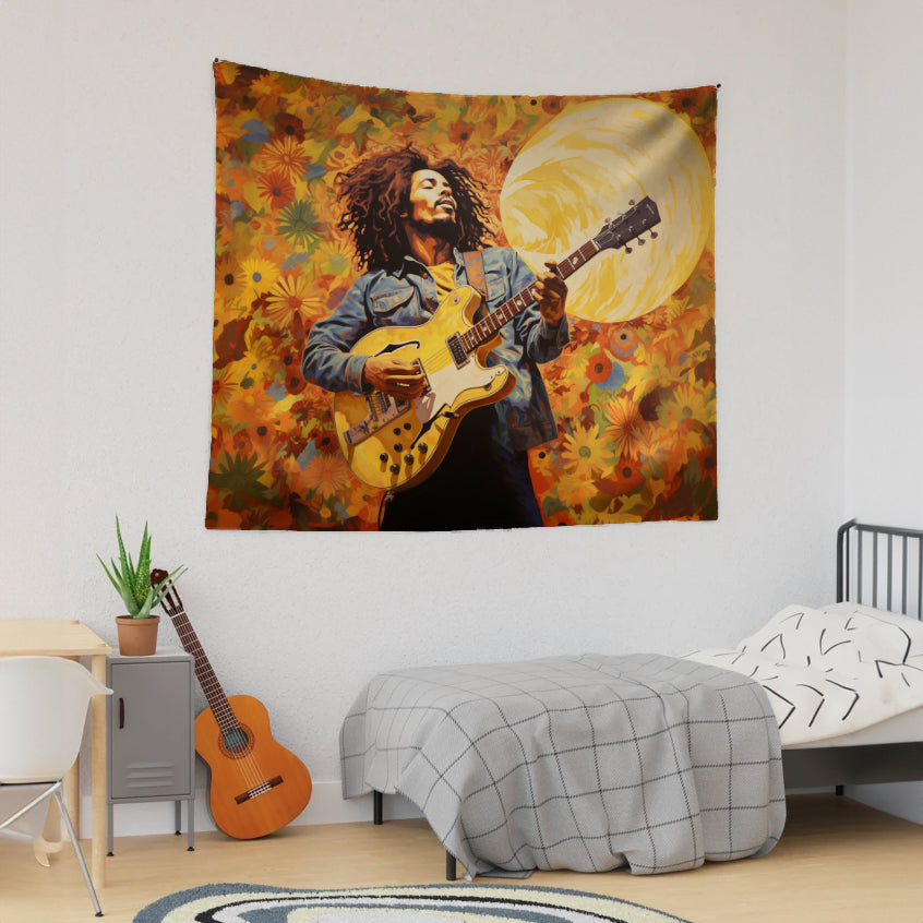 Reggae Music Inspired Bob Marley Collage Tapestry