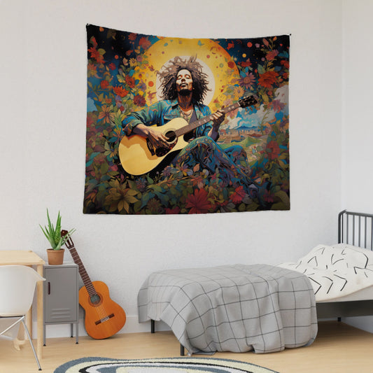 Reggae Music Collage Bob Marley Inspired Tapestry