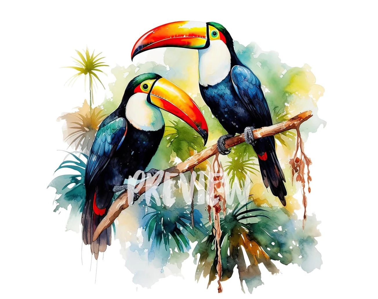 Watercolor Toucan Clipart