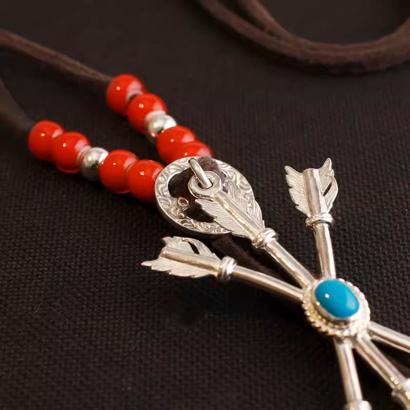 Navajo Triple Arrow Silver Pendant Turquoise Boho Necklace Friendship Free Spirits Southwestern Gifts