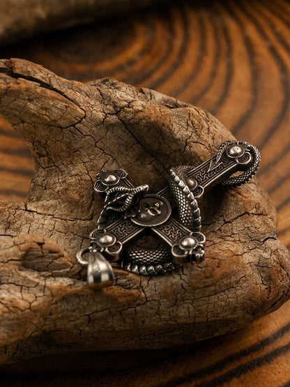 Viking Jörmungandr on Cross Stainless Steel Necklace