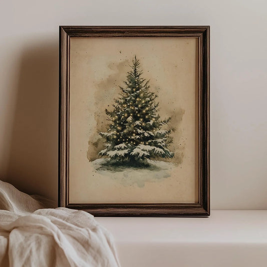 Vintage Christmas Tree Art Print Poster