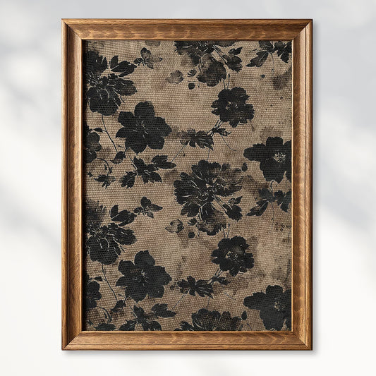 Vintage Textile Japanese Floral Art Print – Minimalist Wall Art, Digital Antique Poster