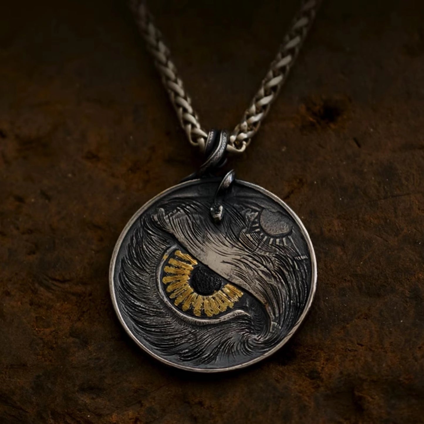 Walking Liberty Eagle Pendant – 18K Gold Eagle Eye & Majestic Eagle Perch