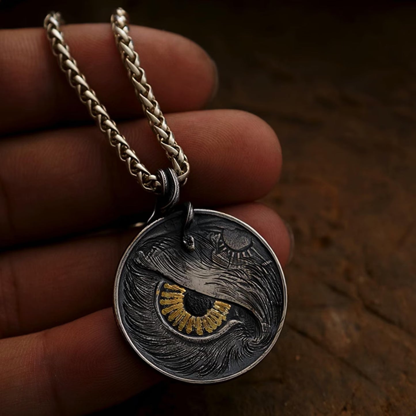 Walking Liberty Eagle Pendant – 18K Gold Eagle Eye & Majestic Eagle Perch