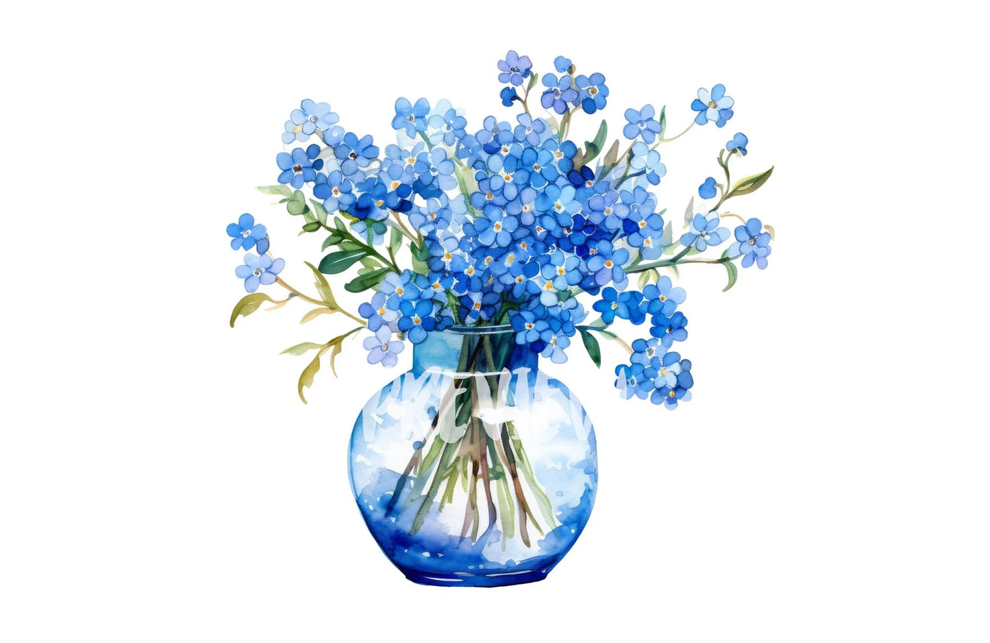 Blue Forget Me Not in Vase Clipart