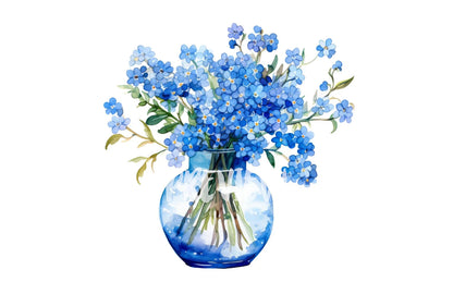 Blue Forget Me Not in Vase Clipart