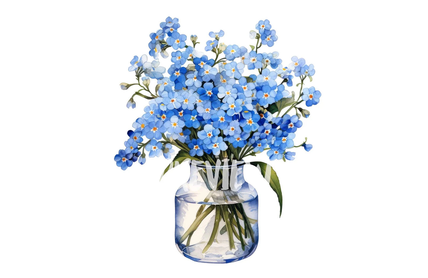 Blue Forget Me Not in Vase Clipart