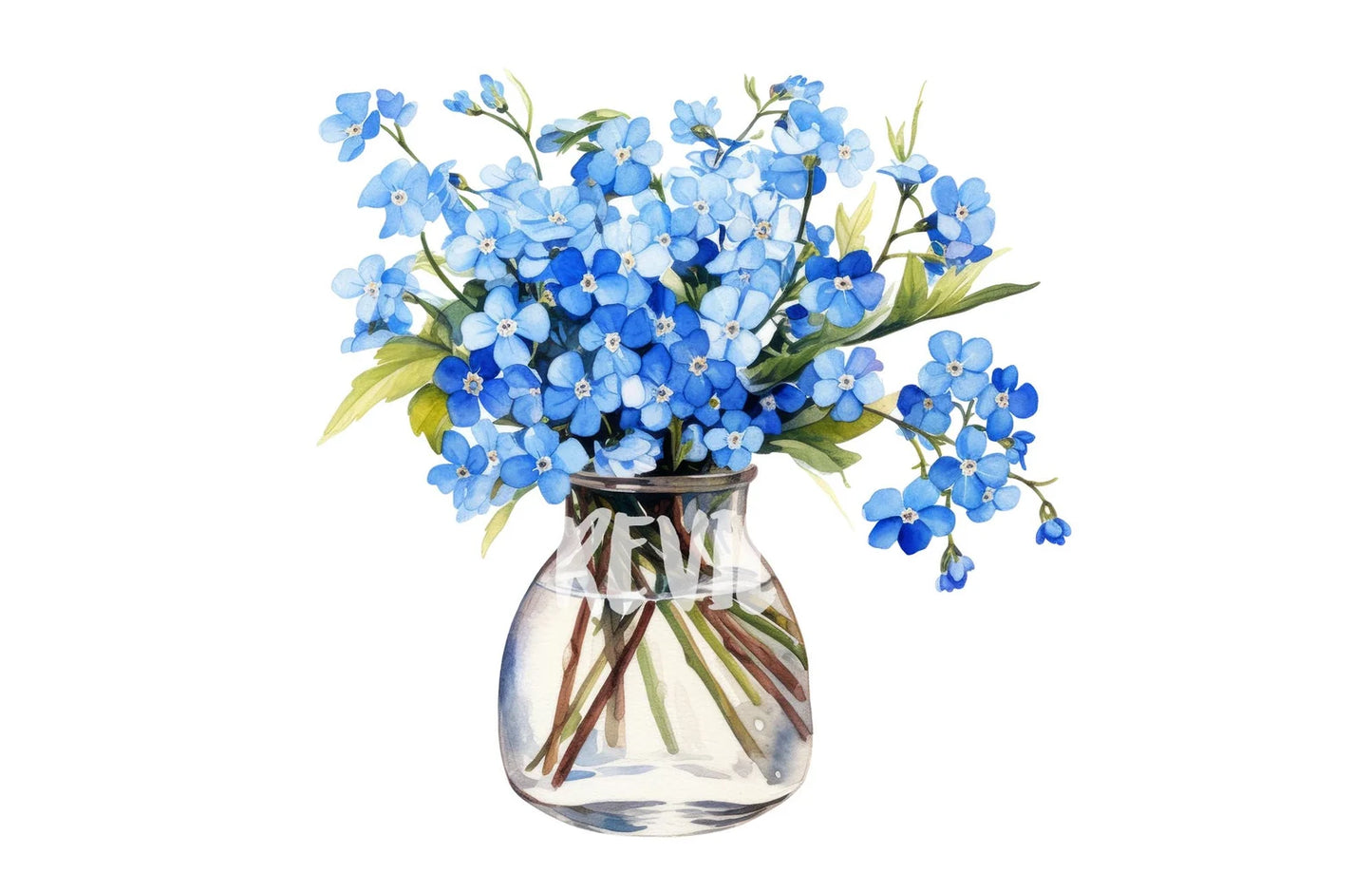 Blue Forget Me Not in Vase Clipart