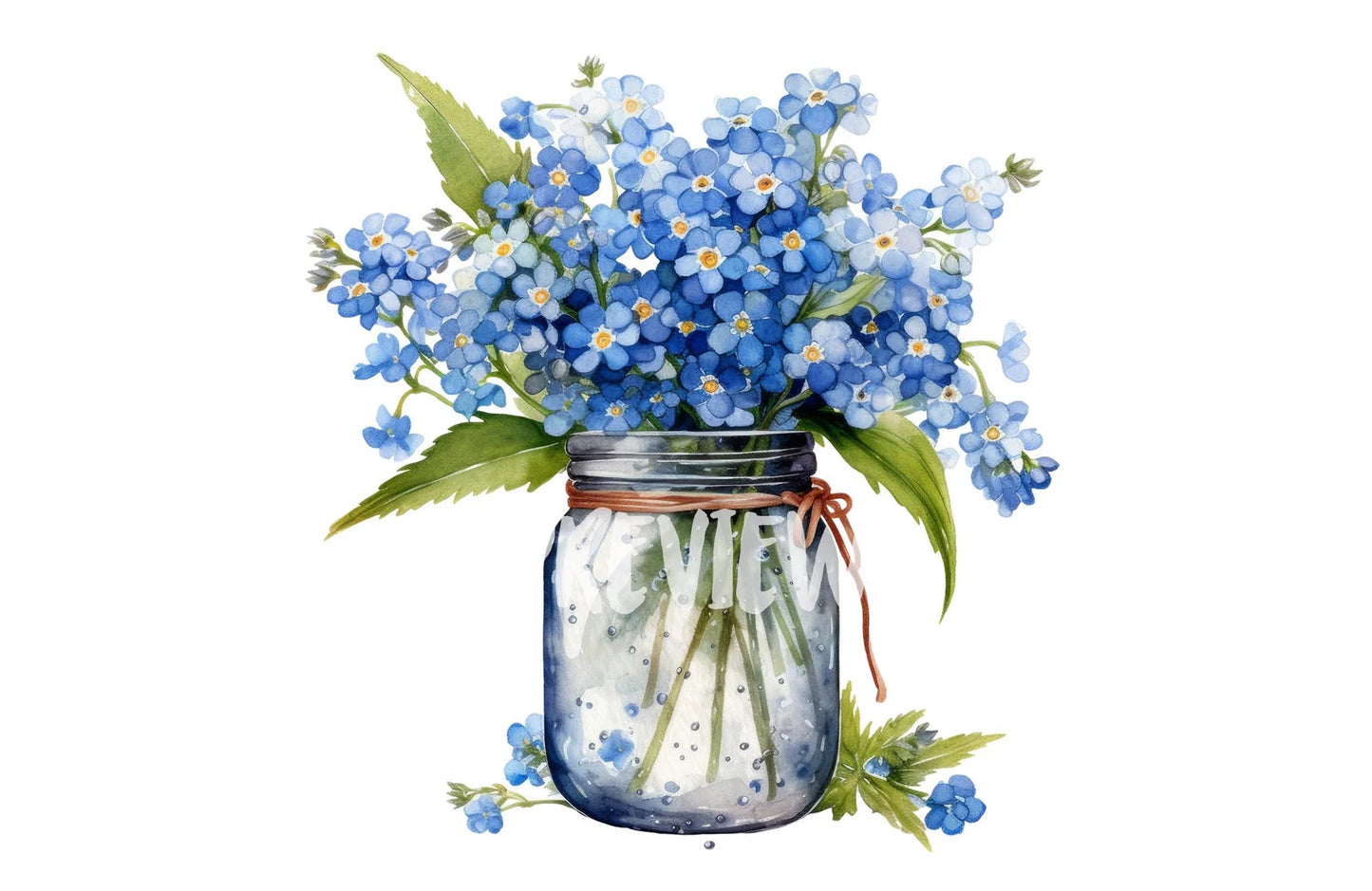 Blue Forget Me Not in Vase Clipart