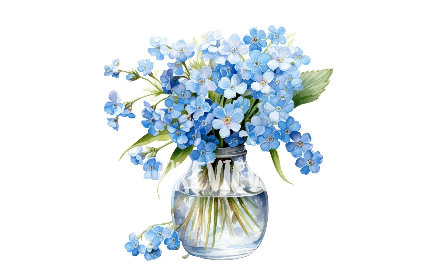 Blue Forget Me Not in Vase Clipart