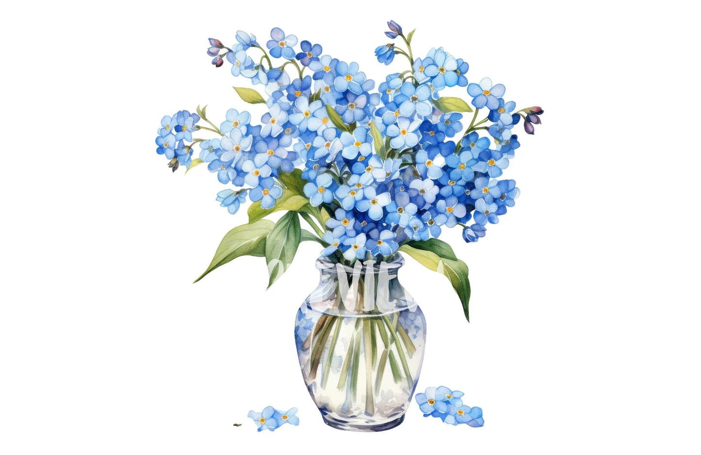 Blue Forget Me Not in Vase Clipart