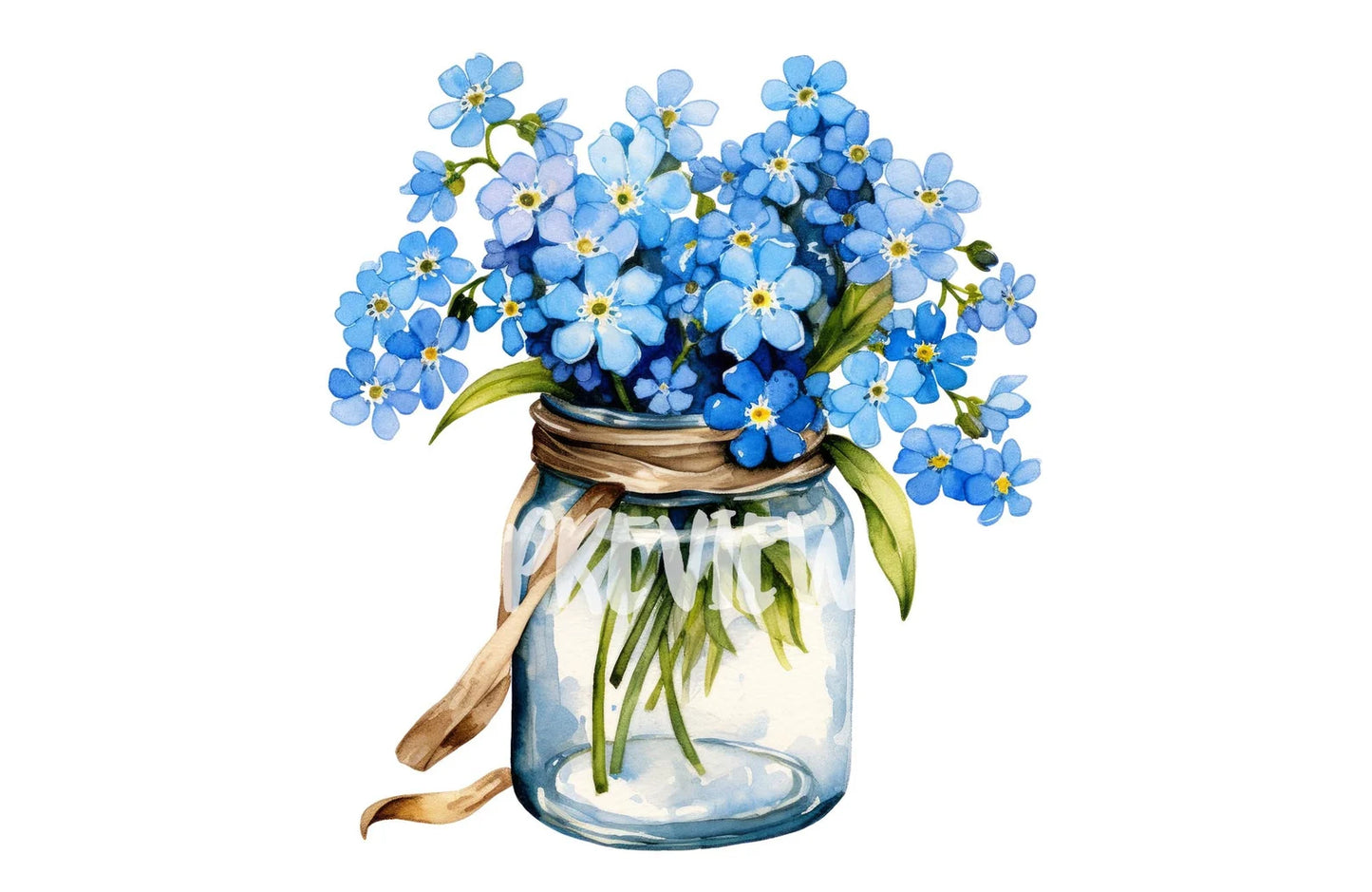 Blue Forget Me Not in Vase Clipart