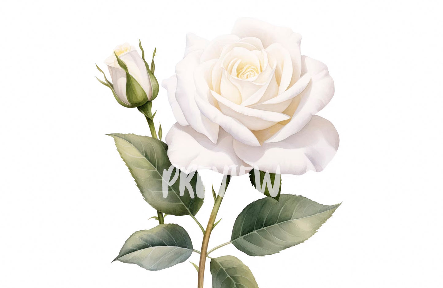 Watercolor White Roses Clipart PNG