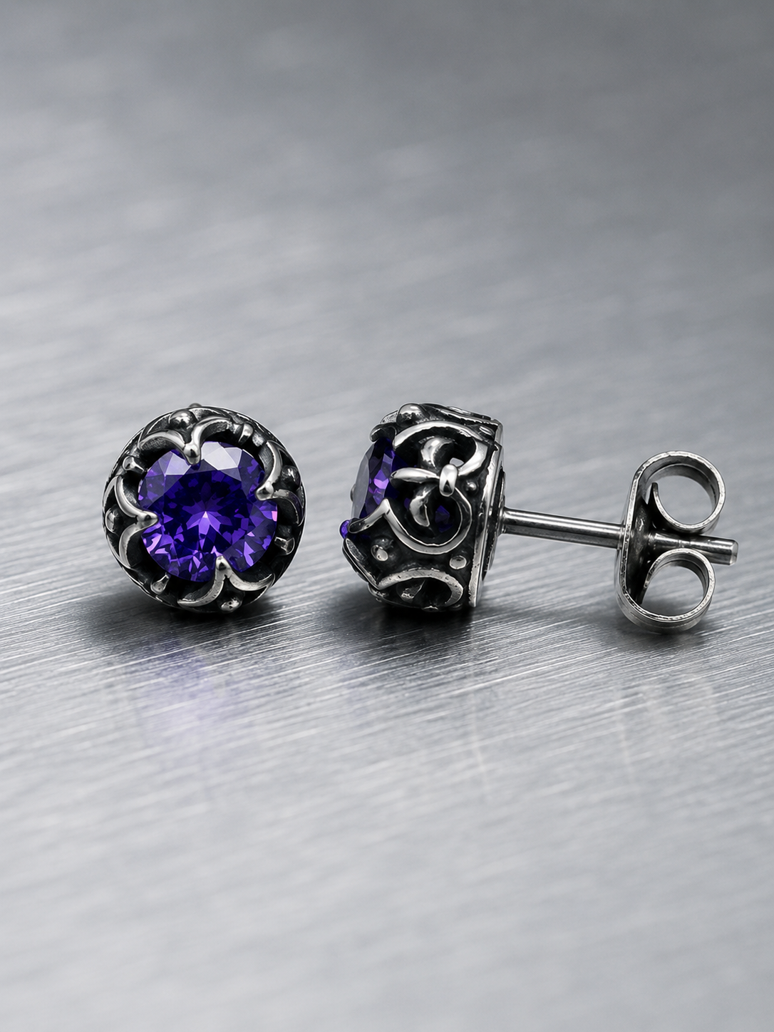 Retro Baroque Huggie Earrings | Stainless Steel