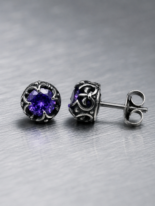 Retro Baroque Huggie Earrings | Stainless Steel