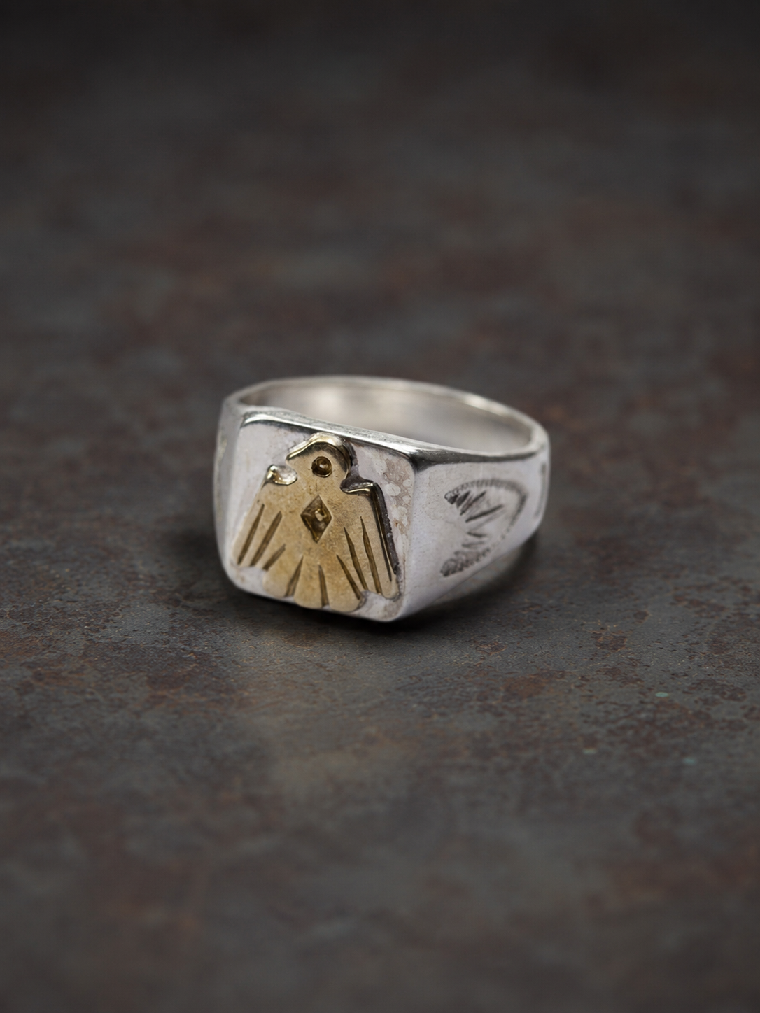 Thunderbird Signet Ring, Handmade Sterling Silver