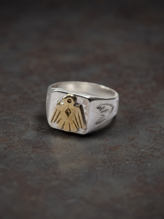 Thunderbird Signet Ring, Handmade Sterling Silver