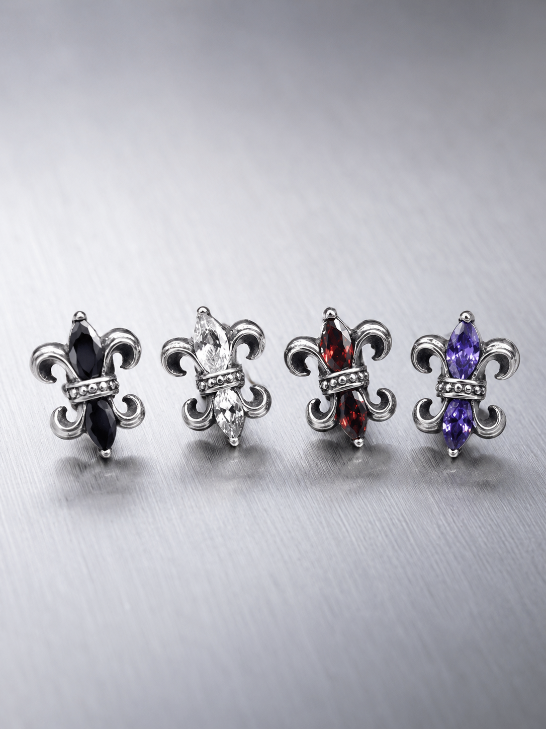 Fleur de lis CZ Stud Earring | Stainless Steel