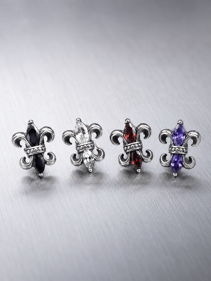 Fleur de lis CZ Stud Earring | Stainless Steel
