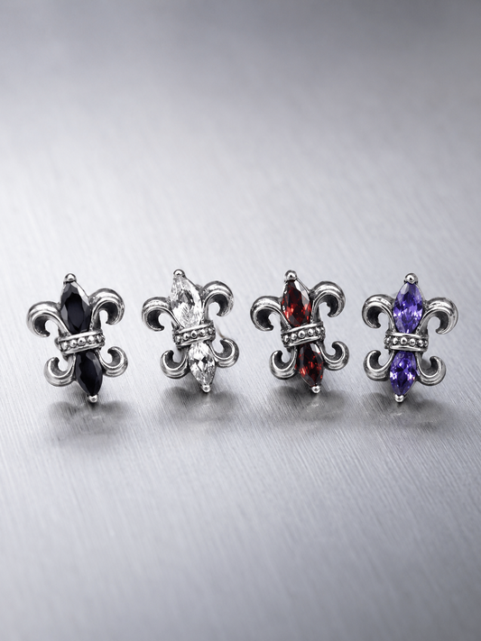 Fleur de lis CZ Stud Earring | Stainless Steel