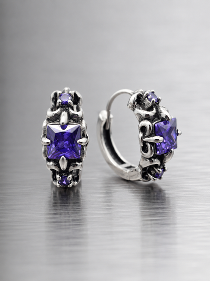 Baroque Floral CZ Huggie Earring | Stainless Steel