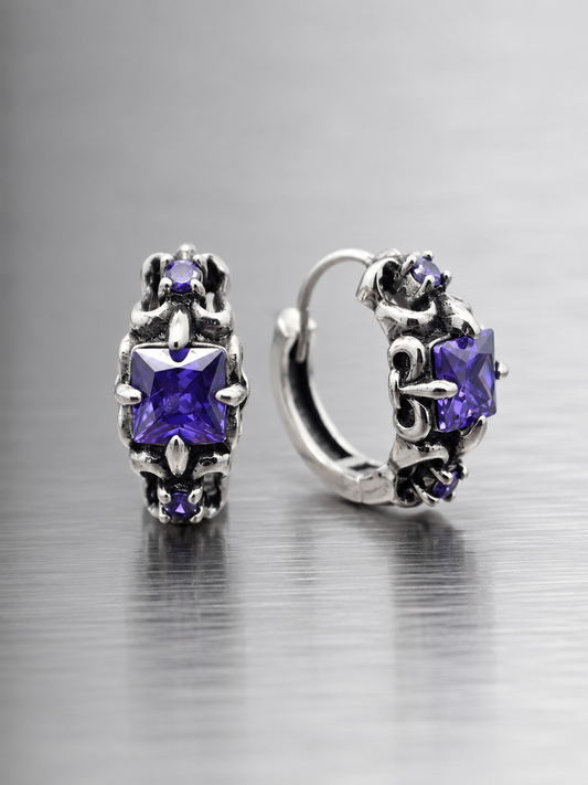 Baroque Floral CZ Huggie Earring | Stainless Steel
